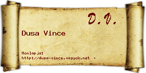 Dusa Vince névjegykártya